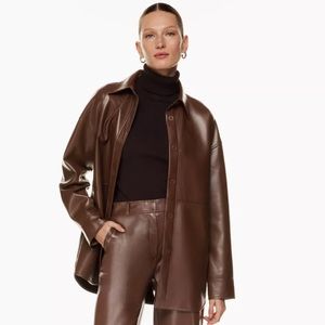 Aritzia Babaton Pelli Shirt Jacket | Brown Leather Shacket